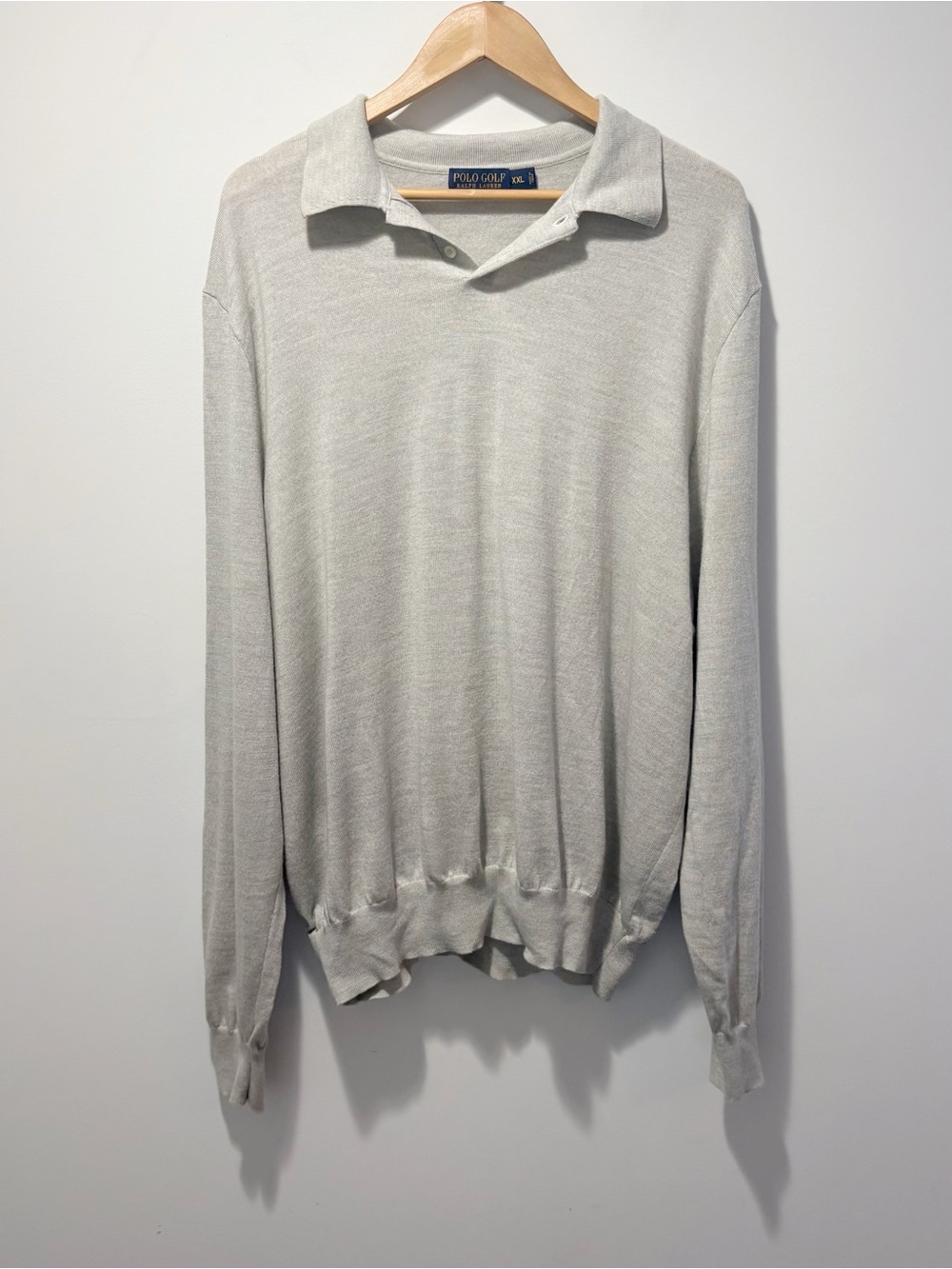 Polo Golf Ralph Lauren 100% Merino Wool Collared Sweater Size XXL Gray Grey